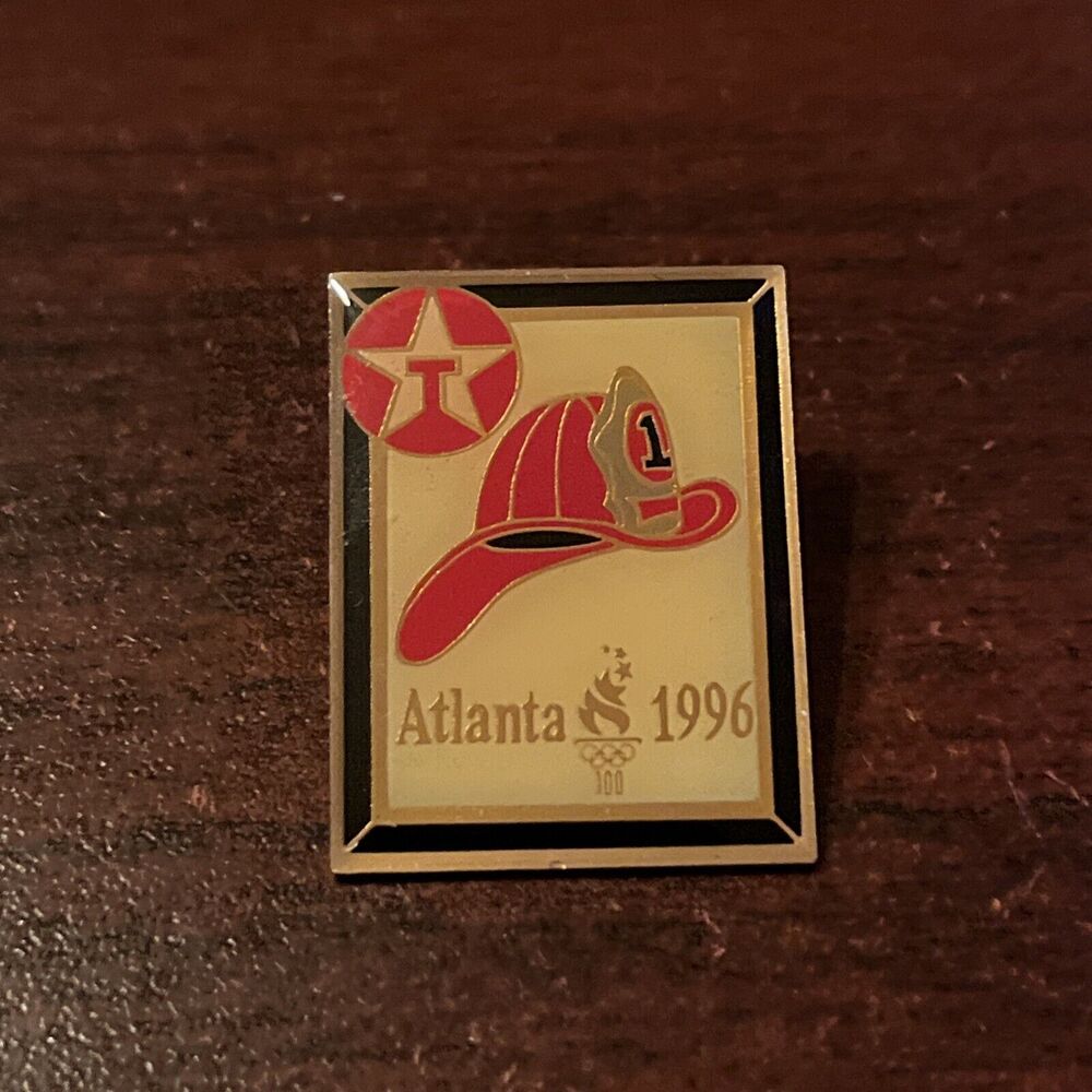 Vintage 1996 Atlanta Olympics Texaco Fire Helmet May Design Lapel Hat Pin